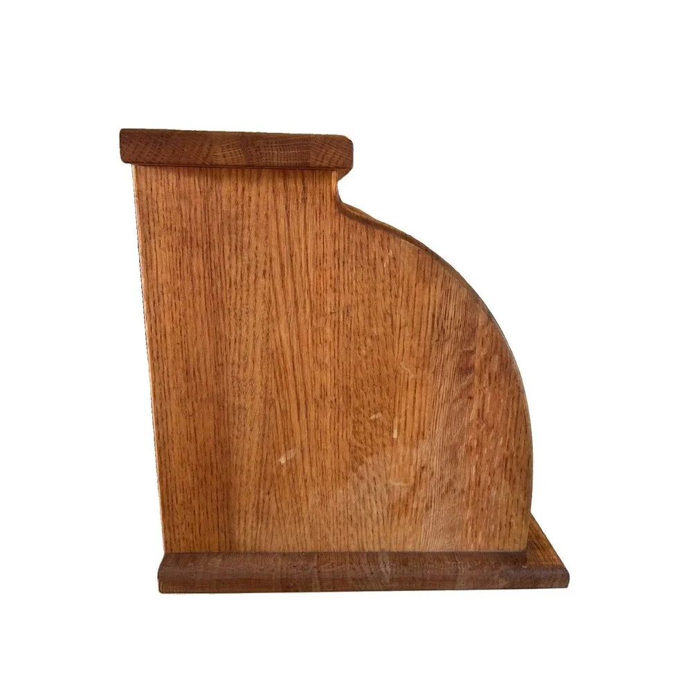 Vintage Oak Roll Top Wood Bread Bin, O.M.B. Wood Products